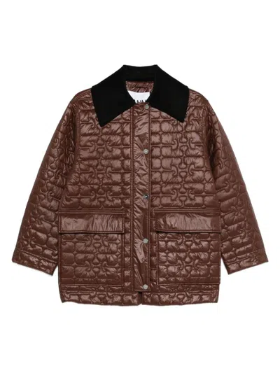 GANNI GANNI QUILTED COAT WITH CONTRASTING COLLAR