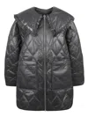 Ganni Quilted Coat With Oversized Ruffled Collar