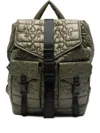 Ganni Nylon Backpack Quilt Pattern Top Handle In Green