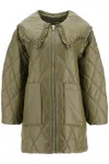Ganni Lightweight Down Jacket With Oversized Collar