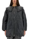 Ganni Womens Black Sand Shiny Quilted Recycled-nylon Jacket