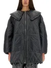 Ganni Womens Black Sand Shiny Quilted Recycled-nylon Jacket In Black
