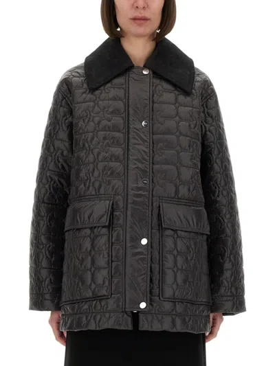 GANNI GANNI QUILTED MIDI JACKET WITH TEXTURED SURFACE