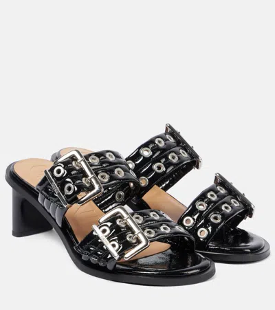 Ganni Quilted Mules In Black