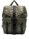 Ganni Nylon Backpack Quilt Pattern Top Handle In Green