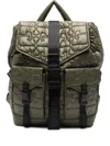 Ganni Nylon Backpack Quilt Pattern Top Handle In Green