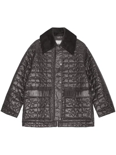 Ganni Quilted Nylon Jacket In Gray