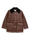 Ganni Quilted Coat With Contrasting Collar In Brown