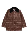 Ganni Quilted Coat With Contrasting Collar In Brown