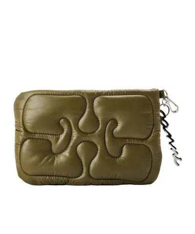 Ganni Quilted Pouch In Brown