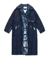 Ganni Navy Paneled Coat In Black