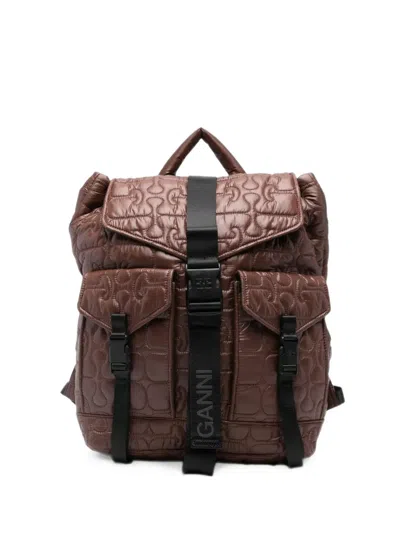 Ganni Quilted Re-tech Backpack In Pattern