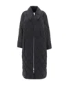 Ganni Quilted Recycled Ripstop Maxi Coat In Black