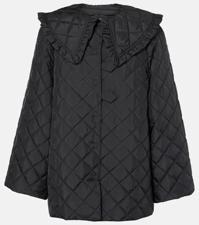 Ganni Quilted Ripstop Jacket In Black