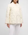 Ganni Diamond Quilted Recycled Polyester Jacket In Egret