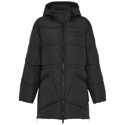 Ganni Quilted Shell Coat In Black