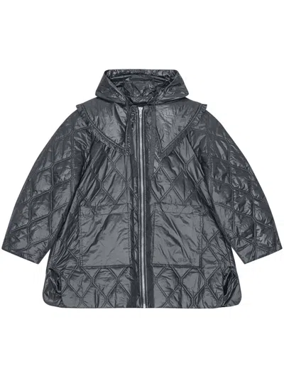 Ganni Quilted Short Jacket In Gray