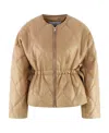 Ganni Shiny Quilt Jacket In Nude