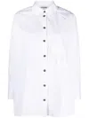 Ganni Lace-up Shirt With Adjustable Waist Tie In White
