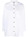 Ganni Lace-up Shirt With Adjustable Waist Tie In White