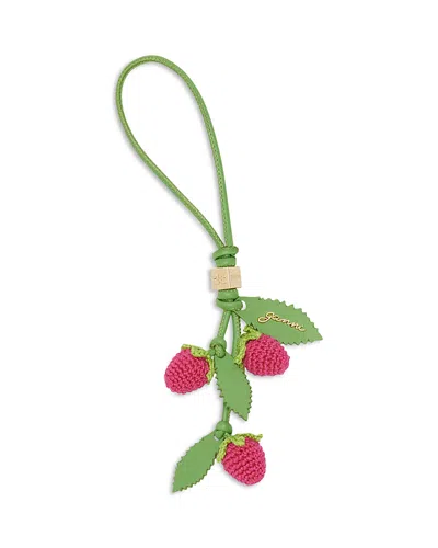 Ganni Raspberry Bag Charm In Green