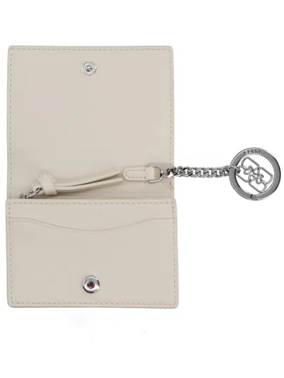 Ganni Raspberry Print Recycled Leather Card Case In Beige