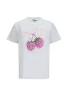 Ganni Raspberry Printed T-shirt In White