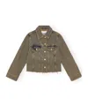 Ganni Overdyed Heavy Denim Jacket In Green