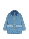 Ganni Patchwork Denim Jacket In Blue