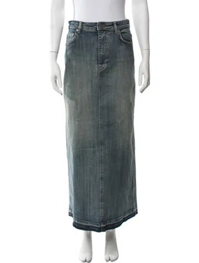 Pre-owned Ganni Raw-edge Trim Long Skirt In Blue