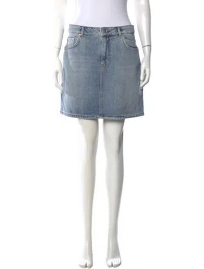 Pre-owned Ganni Raw-edge Trim Mini Skirt W/ Tags In Blue