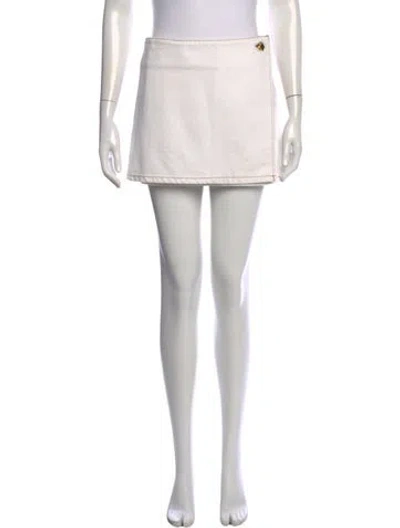 Pre-owned Ganni Raw-edge Trim Mini Skirt In White