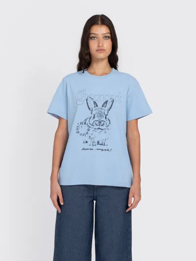 Ganni Re-cut Basic Relax T-shirt In Blue