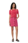 Ganni Re-cut Overdyed Cutline Mini Skirt In Cyclamen