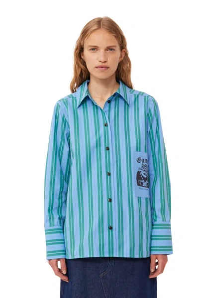 Ganni Long Sleeve In Silver Lake Blue