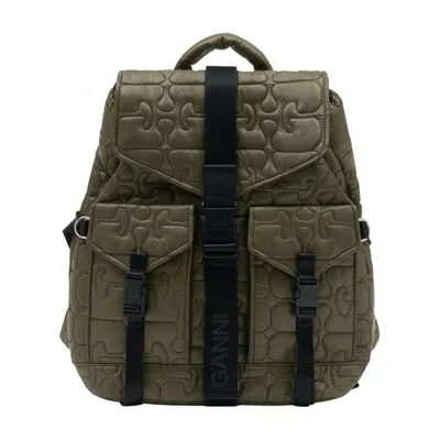 Ganni Re Tech Backpack In Green