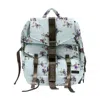 Ganni Re-tech Nylon Backpack With Floral Pattern In Blue