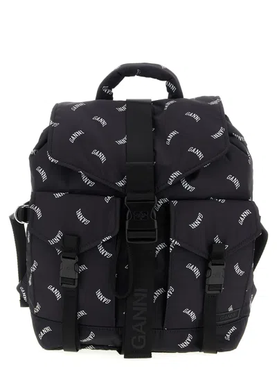GANNI RE-TECH BACKPACKS & TRAVELS BLACK