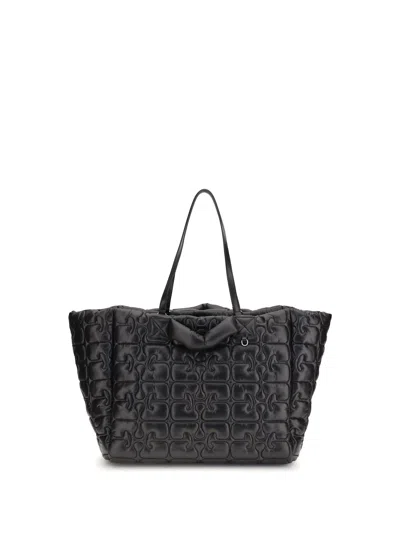 Ganni Women Re-tech Quilted Tote In Black