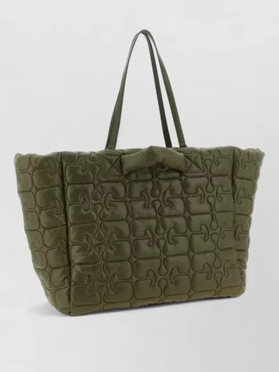 Ganni Re Tech Xxl Tote Shoulder Shopping Bag In Green