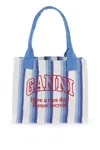 GANNI RECYCLED COTTON STRIPED TOTE BAG