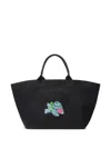 Ganni Xxl Logo-embellished Canvas Tote Bag In Black