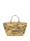 Ganni Zebra Print Xxl Shopper Canvas Tote Bag