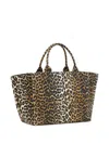 Ganni Tote Bag With Animal Pattern In Brown