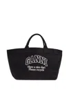 Ganni Women Recycled Cotton Xxl Tote Bag In Black