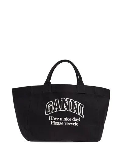 GANNI GANNI RECYCLED COTTON XXL TOTE BAG