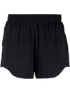 Ganni Printed Stretch Recycled-mesh Shorts In Schwarz