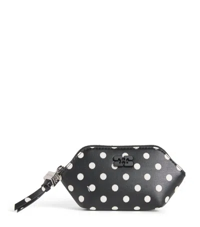 Ganni Recycled Leather Bou Coin Purse In Black