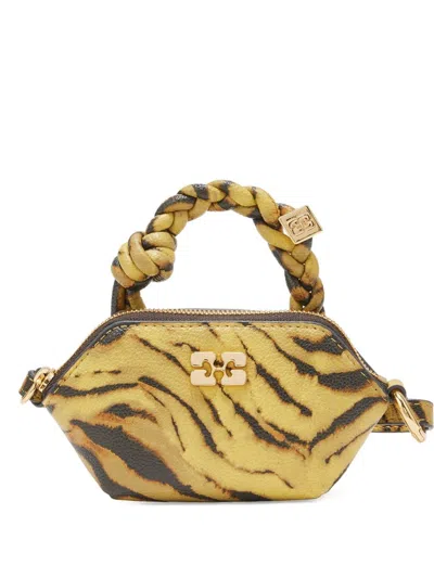 Ganni Recycled Leather Nano Handbag In Green