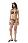 Ganni Leopard-print Triangle Bikini Top In Almond Milk